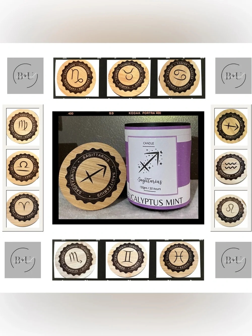 New Handmade 6oz scented candle with custom engraved bamboo lid.